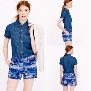 J. Crew Hawaiian Sunset Chino Shorts Cotton- Blue